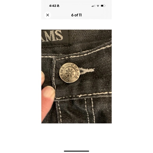 Vintage Chams Shorts Mens 40 Black Denim Dark Wash Jorts Y2K 14" Inseam - Picture 6 of 12